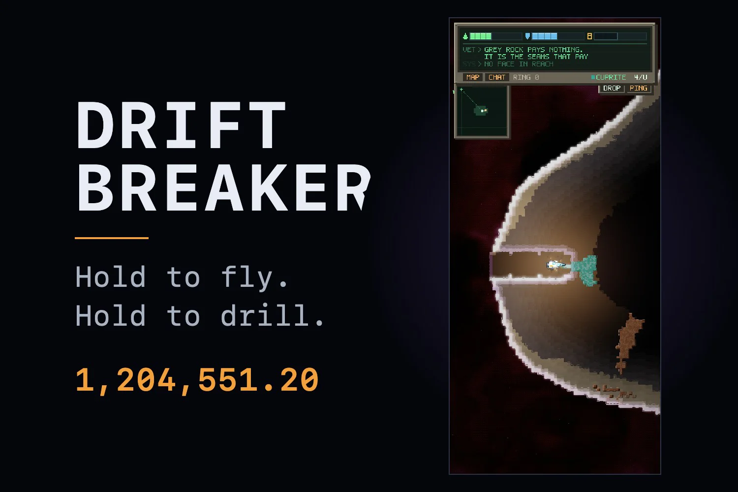 DriftBreaker: hold to fly, hold to drill