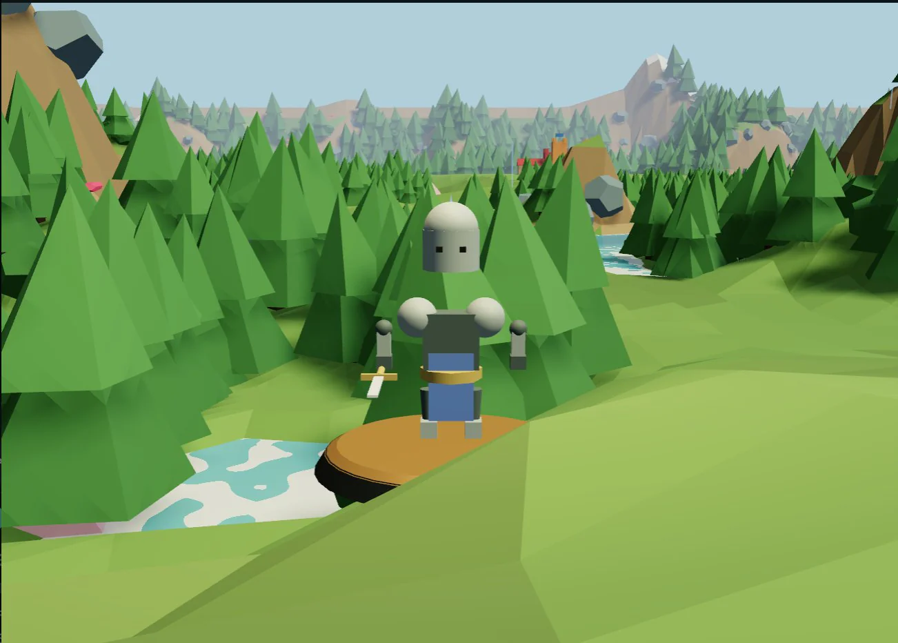 A forged knight on the pedestal in Clash Knight's pine-forest diorama